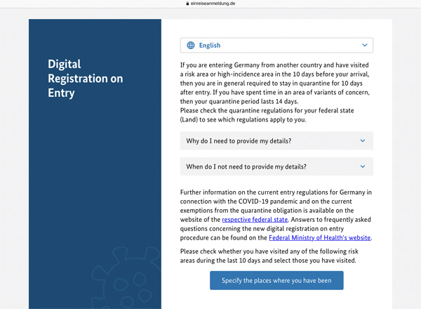 ドイツへ入国するためのデジタル登録について